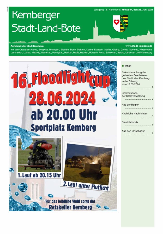 Kemberger Stadt-Land-Bote Amtsblatt der Stadt Kemberg Titelblatt 06/2024