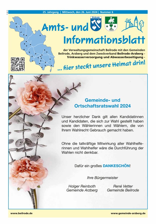 Amts- und Informationsblatt der Verwaltungsgemeinschaft Beilrode Titelblatt 06/2024