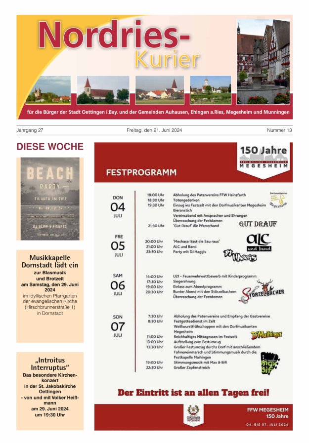 NordRies-Kurier Titelblatt 13/2024