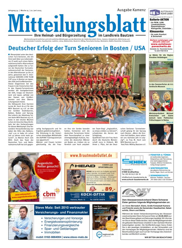 Mitteilungsblatt LK Bautzen Ausgabe Kamenz Titelblatt 24/2024