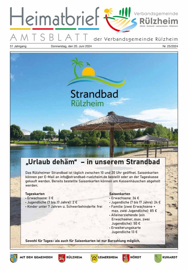 Heimatbrief VG Rülzheim Titelblatt 25/2024