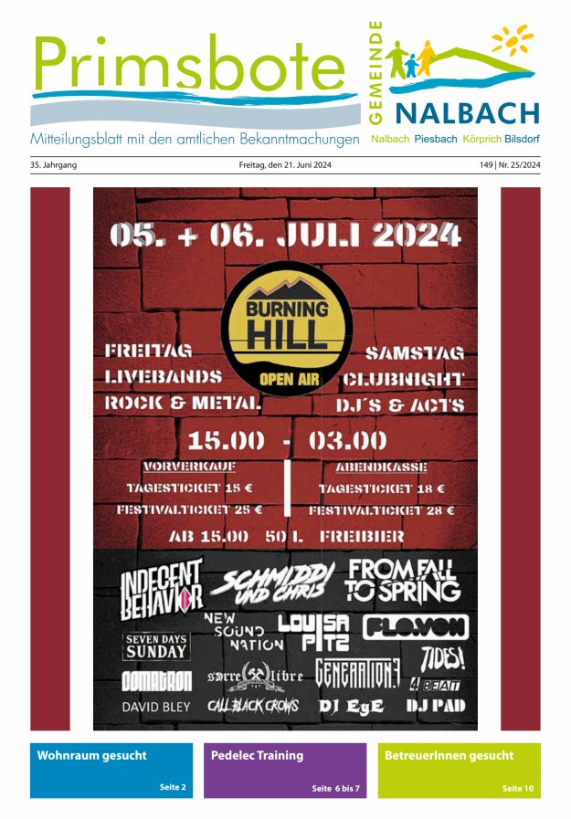 Primsbote Gemeinde Nalbach Titelblatt 25/2024