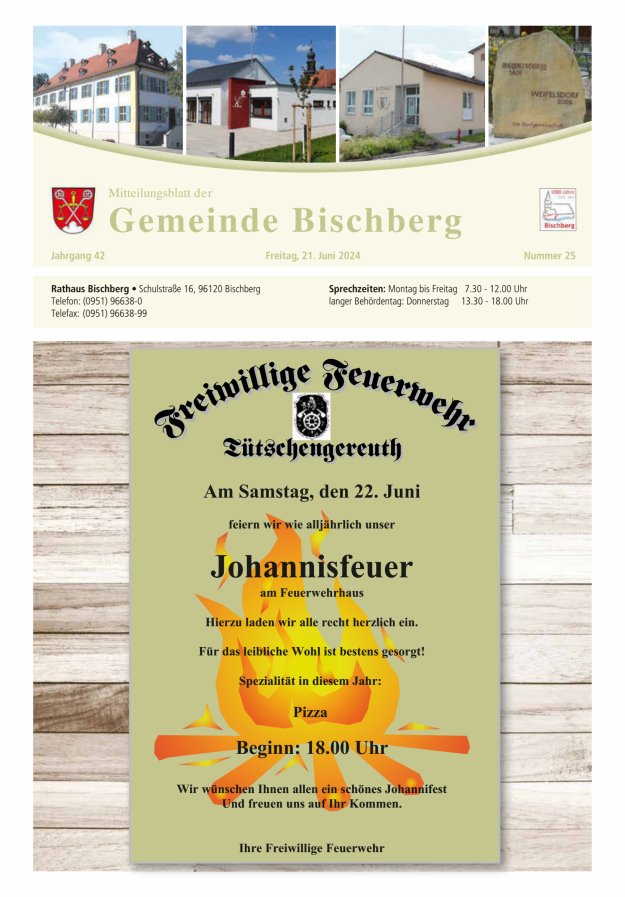 Mitteilungsblatt der Gemeinde Bischberg Titelblatt 25/2024