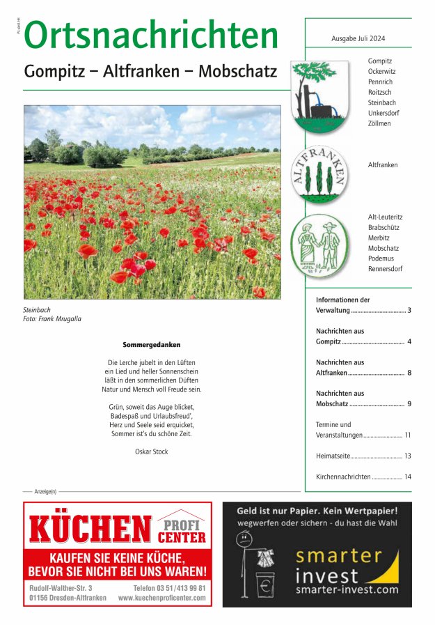 Ortsnachrichten Gompitz - Altfranken - Mobschatz Titelblatt 06/2024