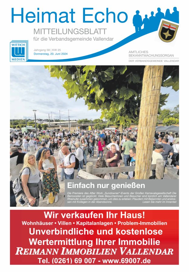 Heimat-Echo - Heimat- und Bürgerzeitung Verbandsgemeinde Vallendar Titelblatt 25/2024