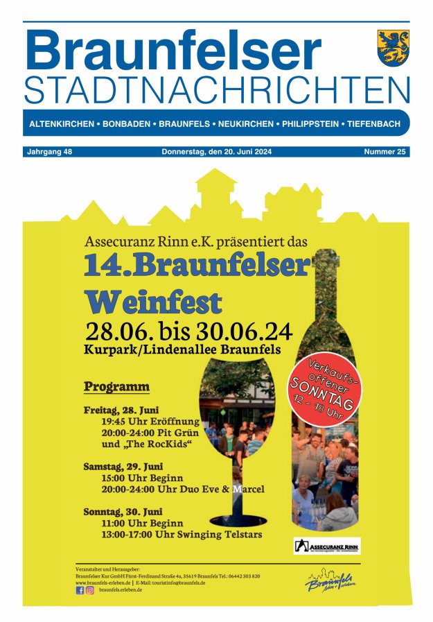 Braunfelser Stadtnachrichten Titelblatt 25/2024