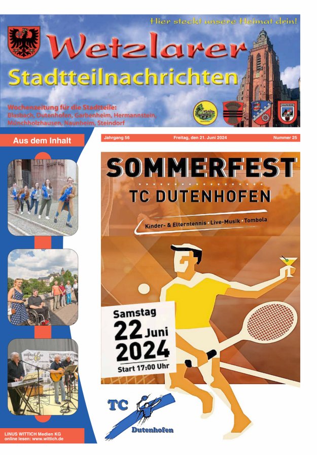 Wetzlarer Stadtteilnachrichten Titelblatt 25/2024