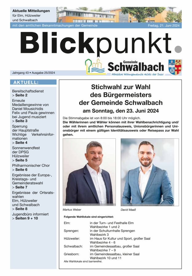 Blickpunkt Schwalbach Titelblatt 25/2024