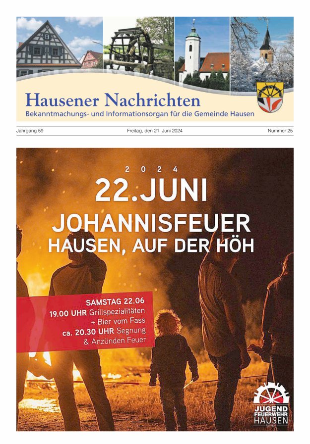 Hausener Nachrichten Titelblatt 25/2024