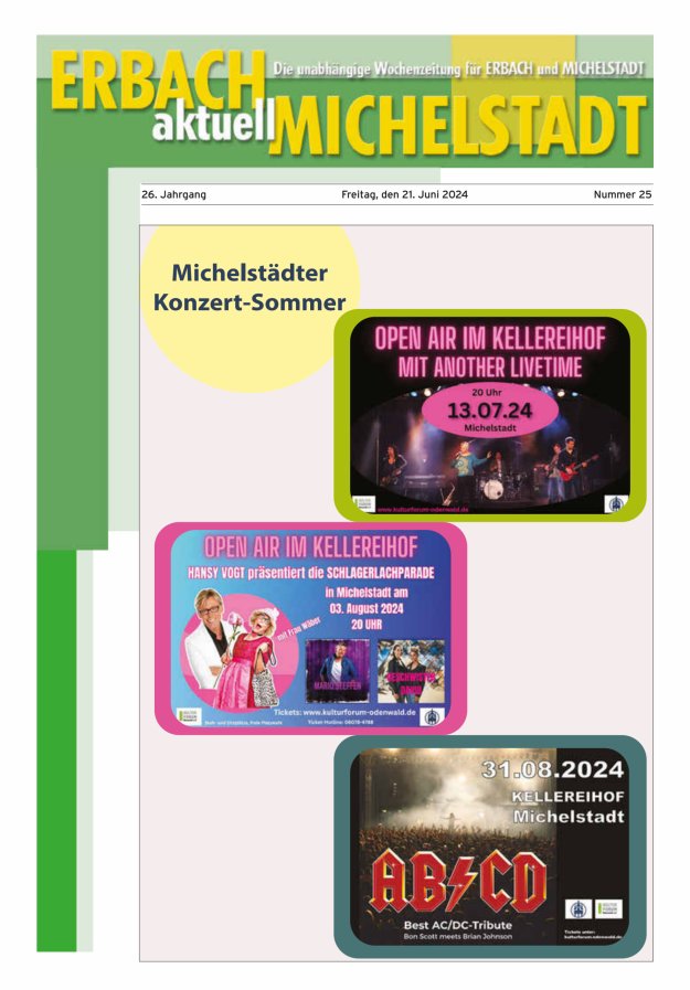 Erbach-Michelstadt aktuell Titelblatt 25/2024