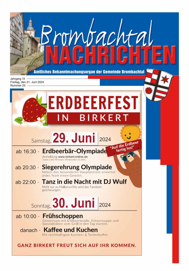 Brombachtal-Nachrichten Amtsblatt der Gemeinde Brombachtal Titelblatt 25/2024