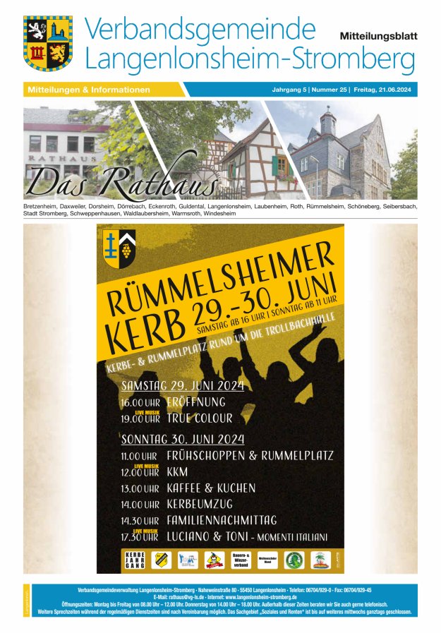 Das Rathaus - MTB d VG Langenlonsheim-Stromberg Titelblatt 25/2024