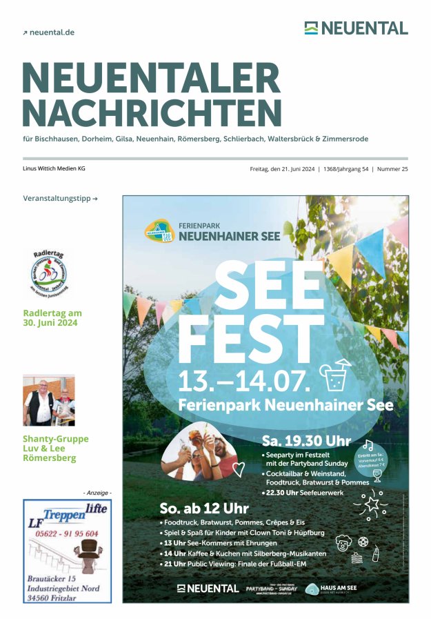 Neuentaler Nachrichten Titelblatt 25/2024