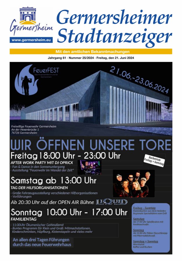 Germersheimer Stadtanzeiger Titelblatt 25/2024