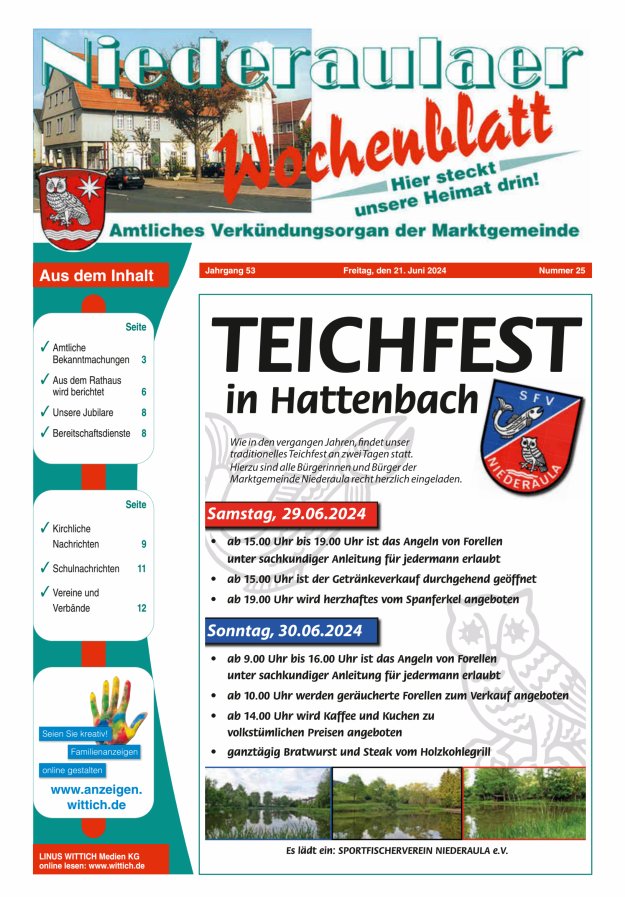 Niederaulaer Wochenblatt Titelblatt 25/2024
