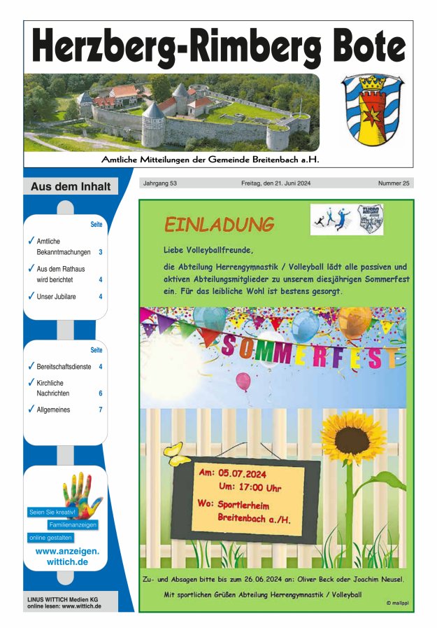 Herzberg-Rimberg Bote Titelblatt 25/2024