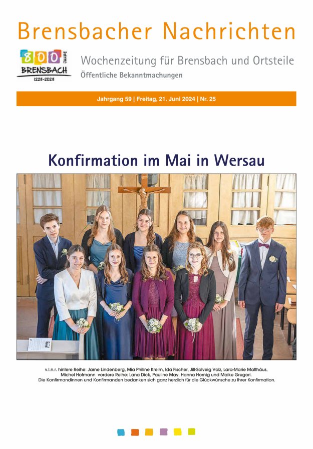 Brensbacher Nachrichten Titelblatt 25/2024