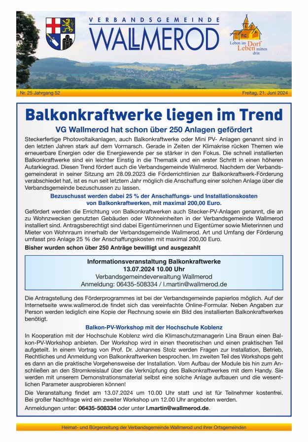 Wir über uns - Verbandsgemeinde Wallmerod Titelblatt 25/2024