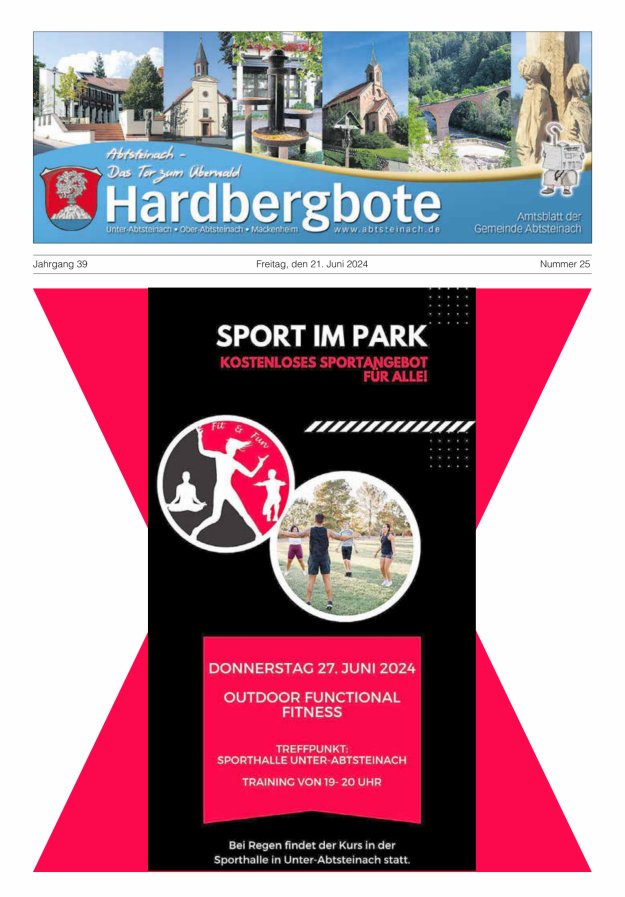 Hardbergbote - Mitteilungsblatt der Gemeinde Abtsteinach Titelblatt 25/2024