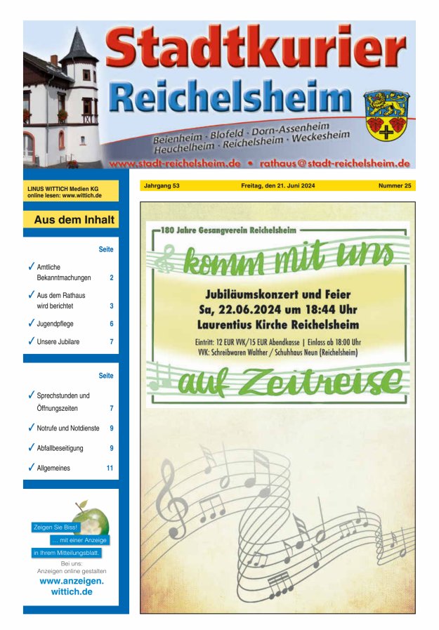 Stadtkurier Reichelsheim Titelblatt 25/2024