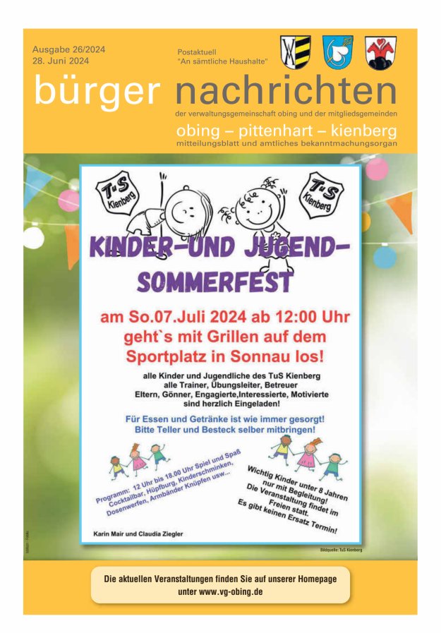 Bürger Nachrichten Obing Pittenhart Kienberg Titelblatt 26/2024