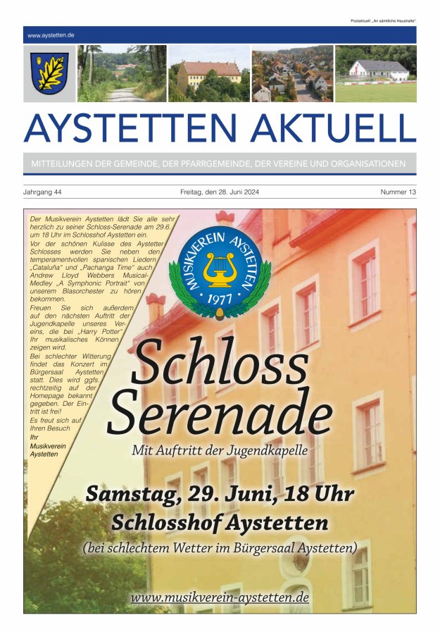 Aystetten Aktuell Wir über uns Titelblatt 13/2024