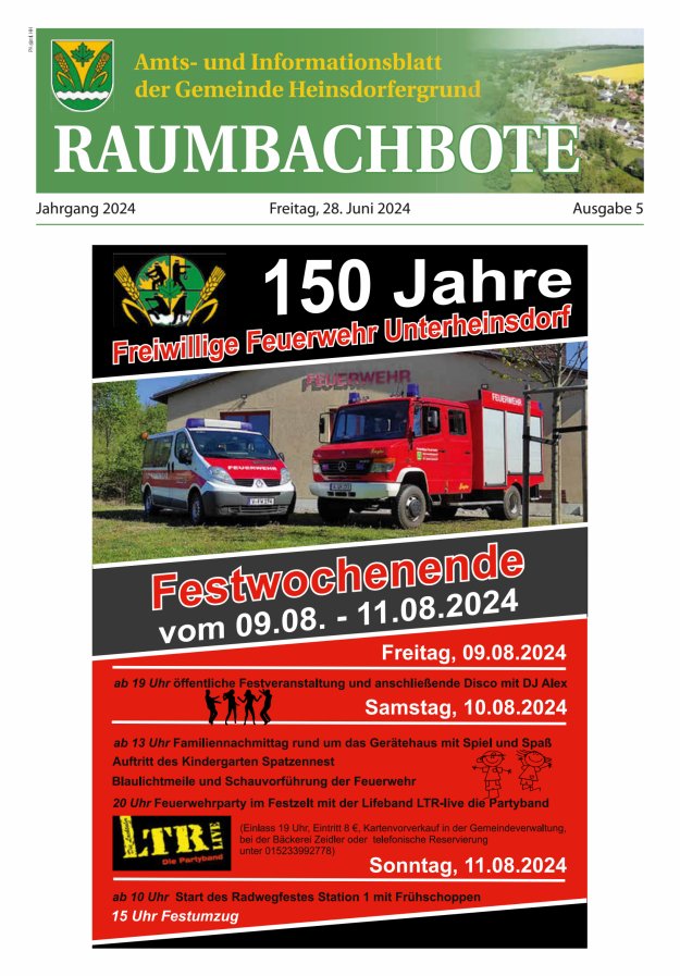 Raumbachbote – Amt- und Informationsblatt der Gemeinde Heinsdorfergrund Titelblatt 05/2024
