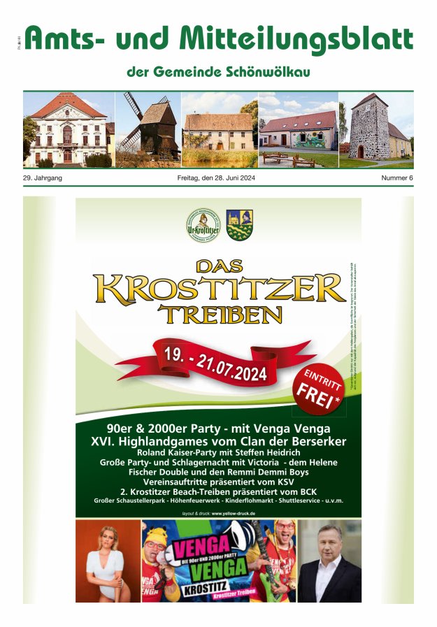 Amts- und Mitteilungsblatt der Gemeinde Schönwölkau Titelblatt 06/2024