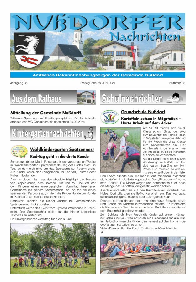 Nußdorfer Nachrichten Titelblatt 12/2024