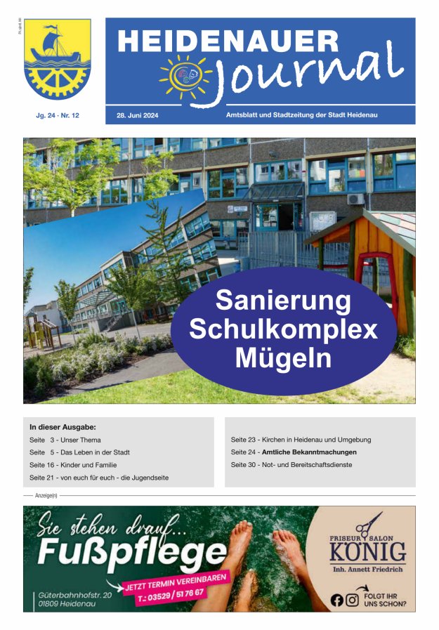 Heidenauer Journal - Amtsblatt und Stadtzeitung der Stadt Heidenau Titelblatt 12/2024