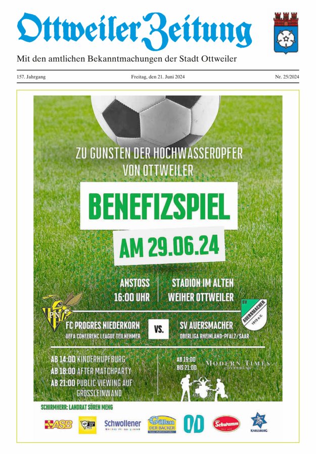 Ottweiler Zeitung Titelblatt 25/2024
