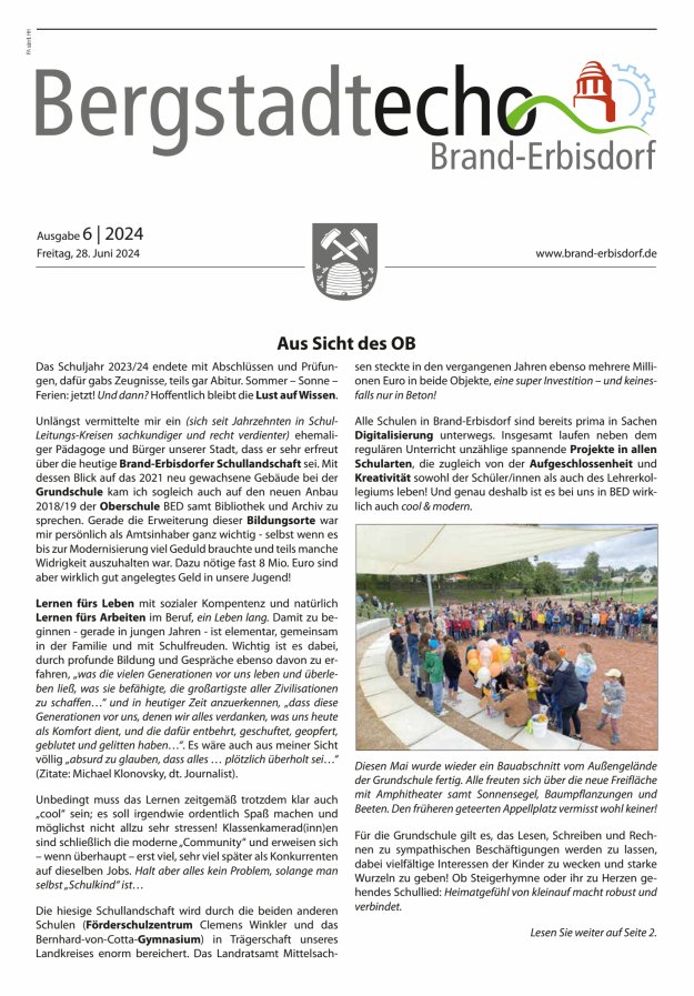 Bergstadtecho Brand-Erbisdorf Titelblatt 06/2024