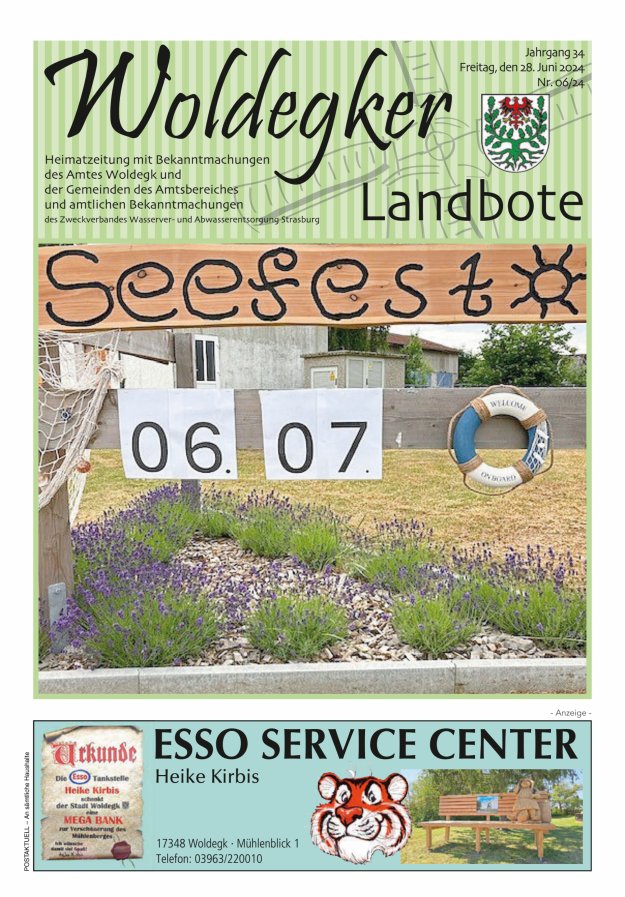 Woldegker Landbote Titelblatt 06/2024