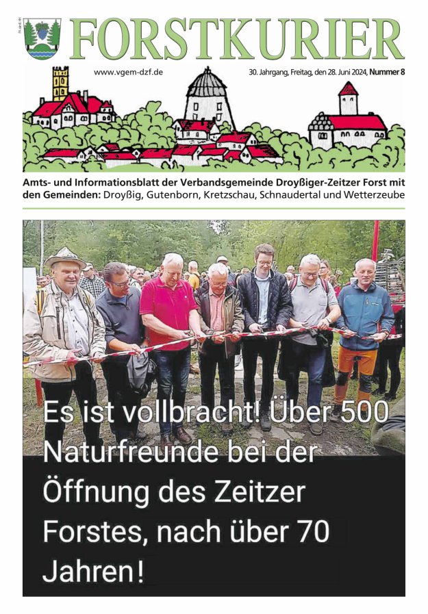 Forstkurier Amts- u. Informationsblatt VG Droyßiger-Zeitzer Forst Titelblatt 08/2024