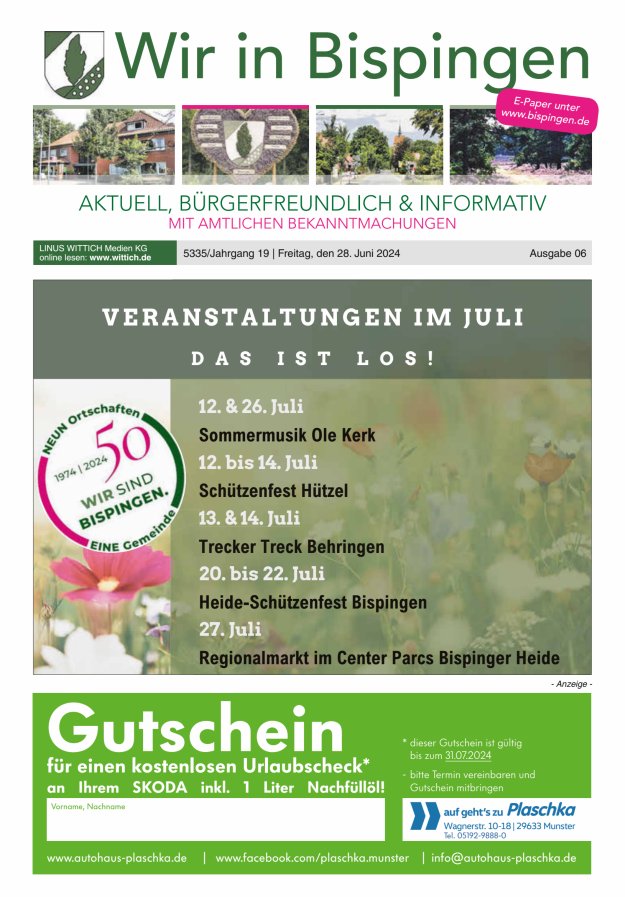 Wir in Bispingen Titelblatt 06/2024