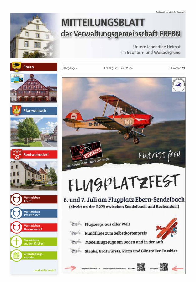 Mitteilungsblatt der Verwaltungsgemeinschaft Ebern Titelblatt 13/2024