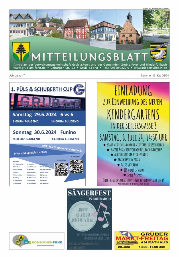 Amts- und Mitteilungsblatt der VGem Grub a.Forst Titelblatt 13/2024