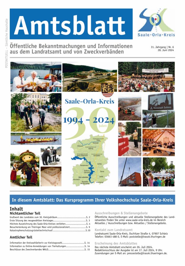 Amtsblatt des Saale-Orla-Kreises Titelblatt 06/2024