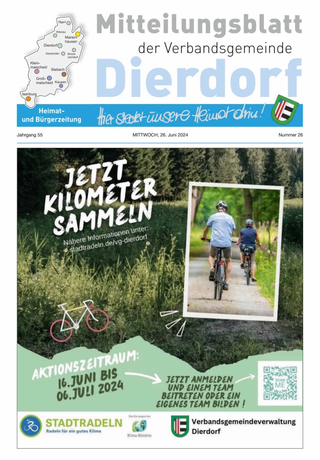 Mitteilungsblatt der Verbandsgemeinde Dierdorf Titelblatt 26/2024