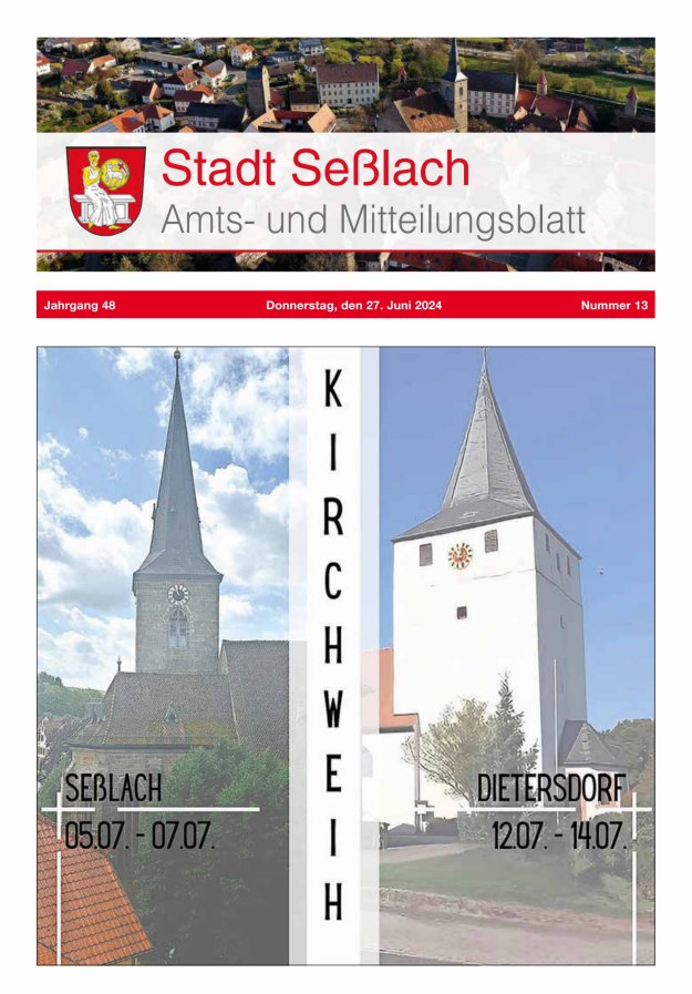 Amts- und Mitteilungsblatt Stadt Seßlach Titelblatt 13/2024