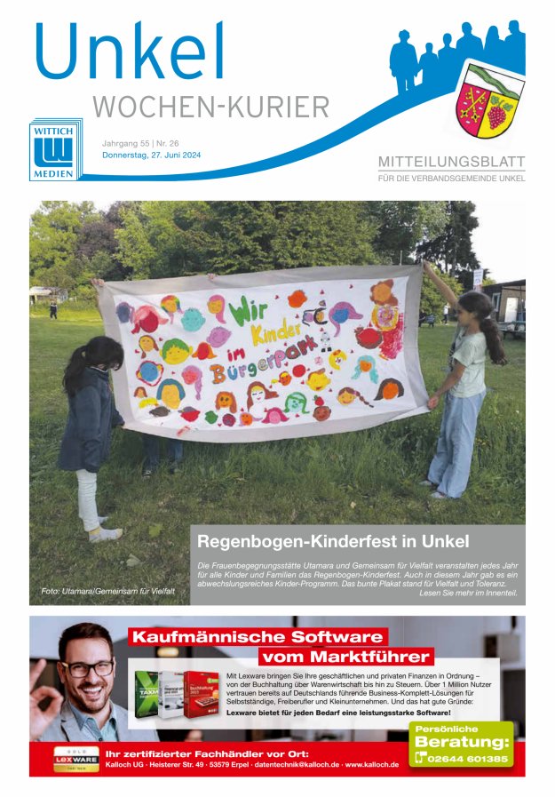 Wochen-Kurier Verbandsgemeinde Unkel Titelblatt 26/2024