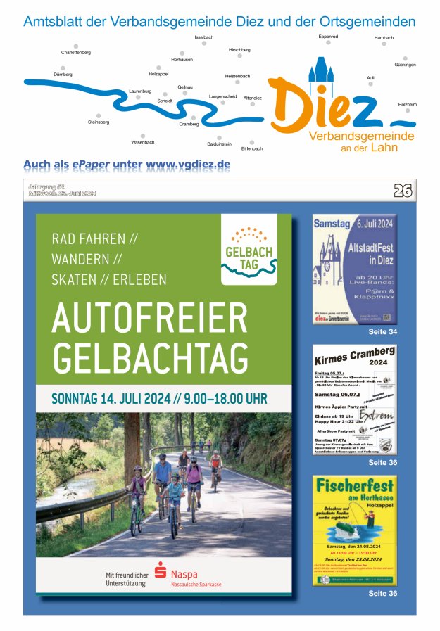 Mitteilungsblatt der Verbandsgemeinde Diez und der Ortsgemeinden Titelblatt 26/2024