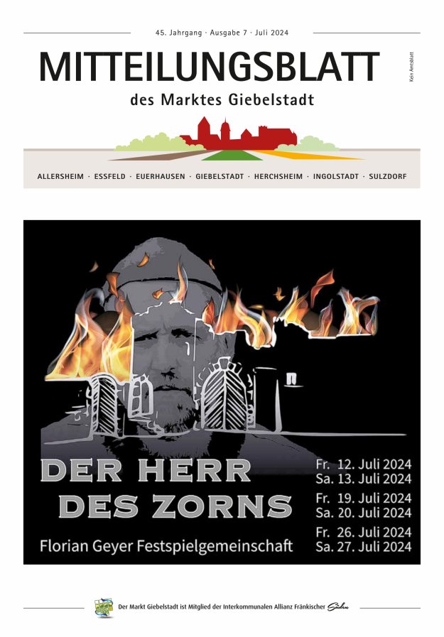 Mitteilungsblatt des Marktes Giebelstadt Titelblatt 07/2024