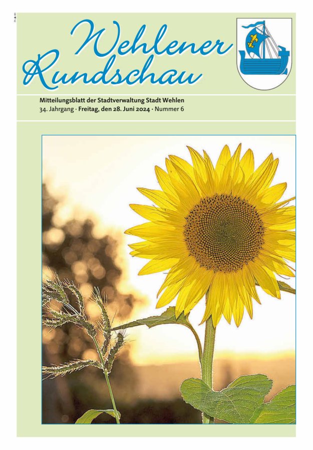 Wehlener Rundschau - Mitteilungsblatt der Stadtverwaltung Stadt Wehlen Titelblatt 06/2024