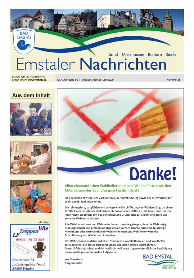 Emstaler Nachrichten Titelblatt 26/2024