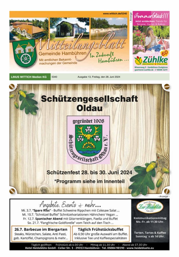 Mitteilungsblatt der Gemeinde Hambühren Titelblatt 13/2024
