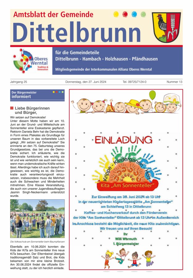 Amtsblatt der Gemeinde Dittelbrunn Titelblatt 13/2024