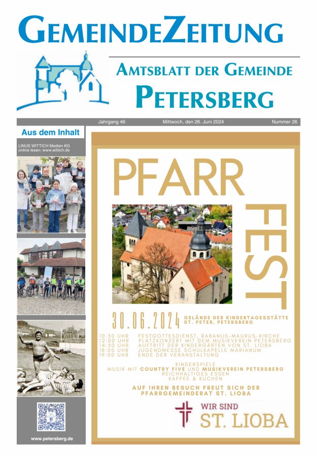 Amtsblatt Blickpunkt Petersberg Titelblatt 26/2024