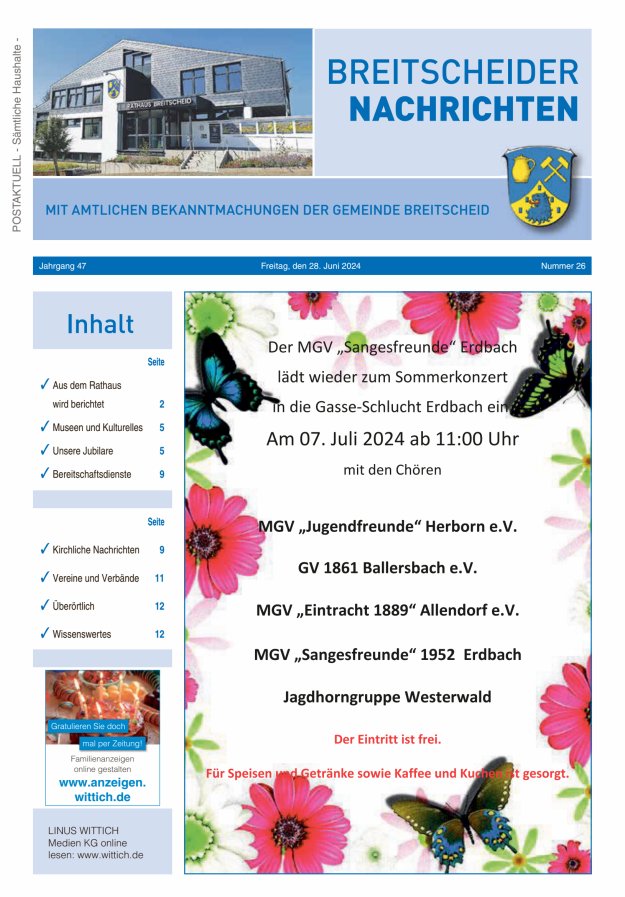 Breitscheider Nachrichten Titelblatt 26/2024