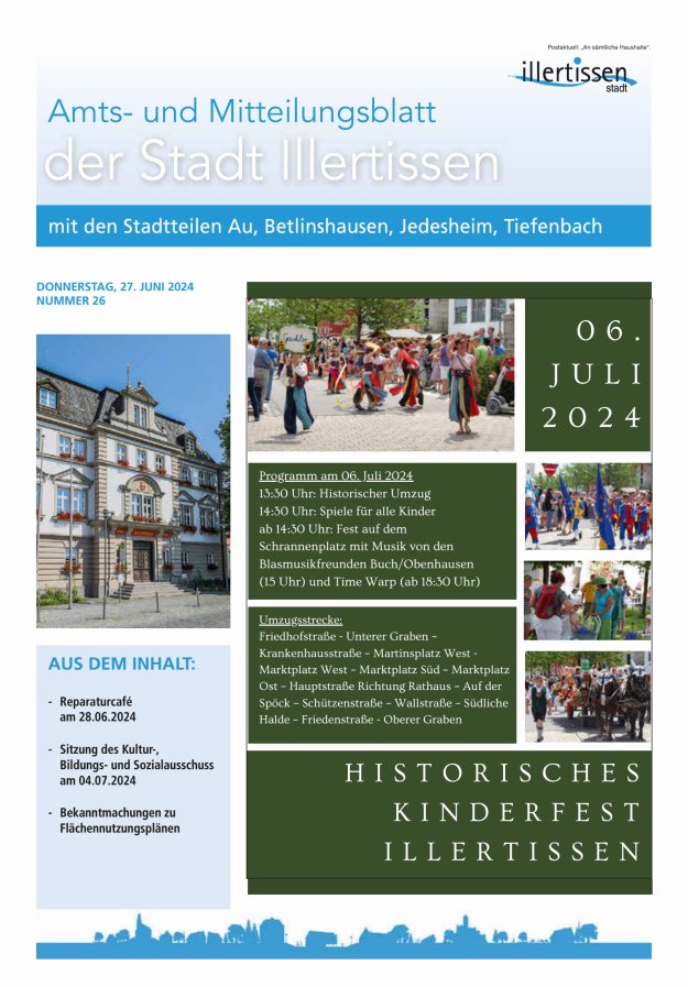 Amts- und Mitteilungsblatt Stadt Illertissen Titelblatt 26/2024